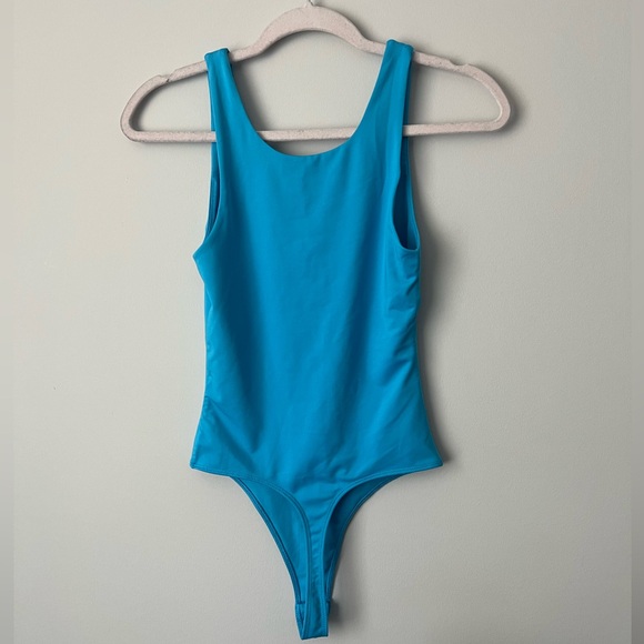 BLUE FOREVER 21 SCOOP NECK BODYSUIT - Picture 4 of 5
